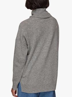 Whistles Cashmere Roll Neck Jumper - view 2, Mid Grey