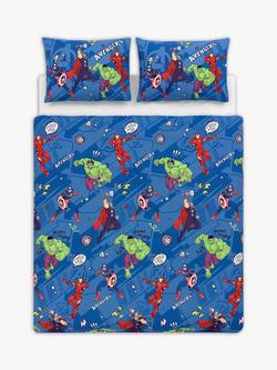 Disney Marvel Avengers Reversible Pure Cotton Duvet Cover and Pillowcase Set - view 2, Blue/Multi