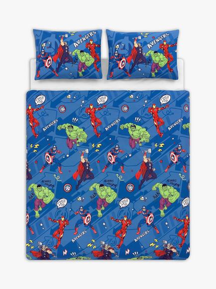 Disney Marvel Avengers Reversible Pure Cotton Duvet Cover and Pillowcase Set - view 2, Blue/Multi