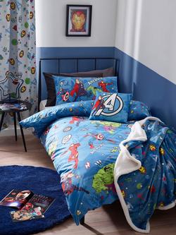 Disney Marvel Avengers Reversible Pure Cotton Duvet Cover and Pillowcase Set, Blue/Multi