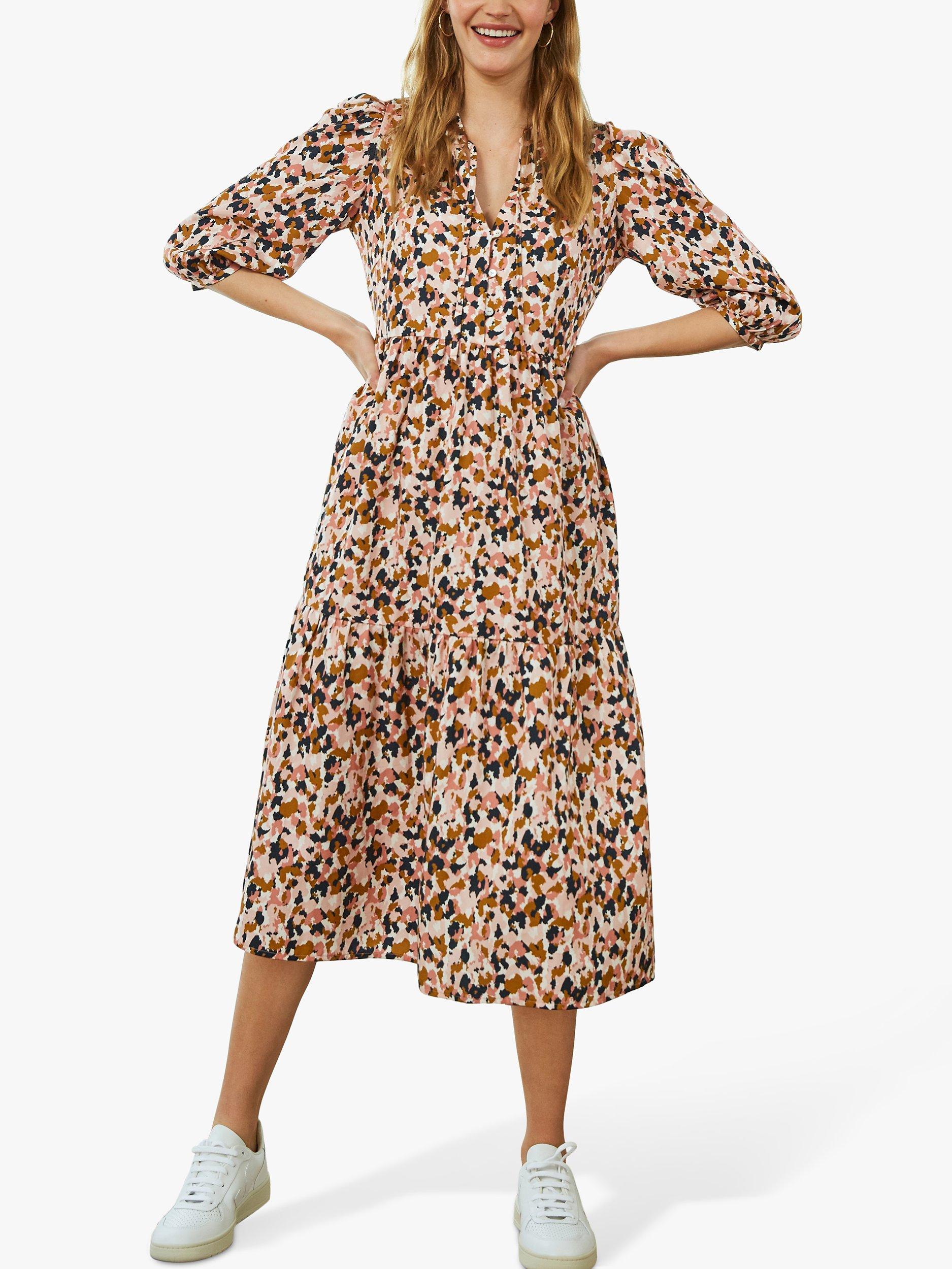 Baukjen Aeres Confetti Print Tencel Tiered Midi Dress, Rose/Multi