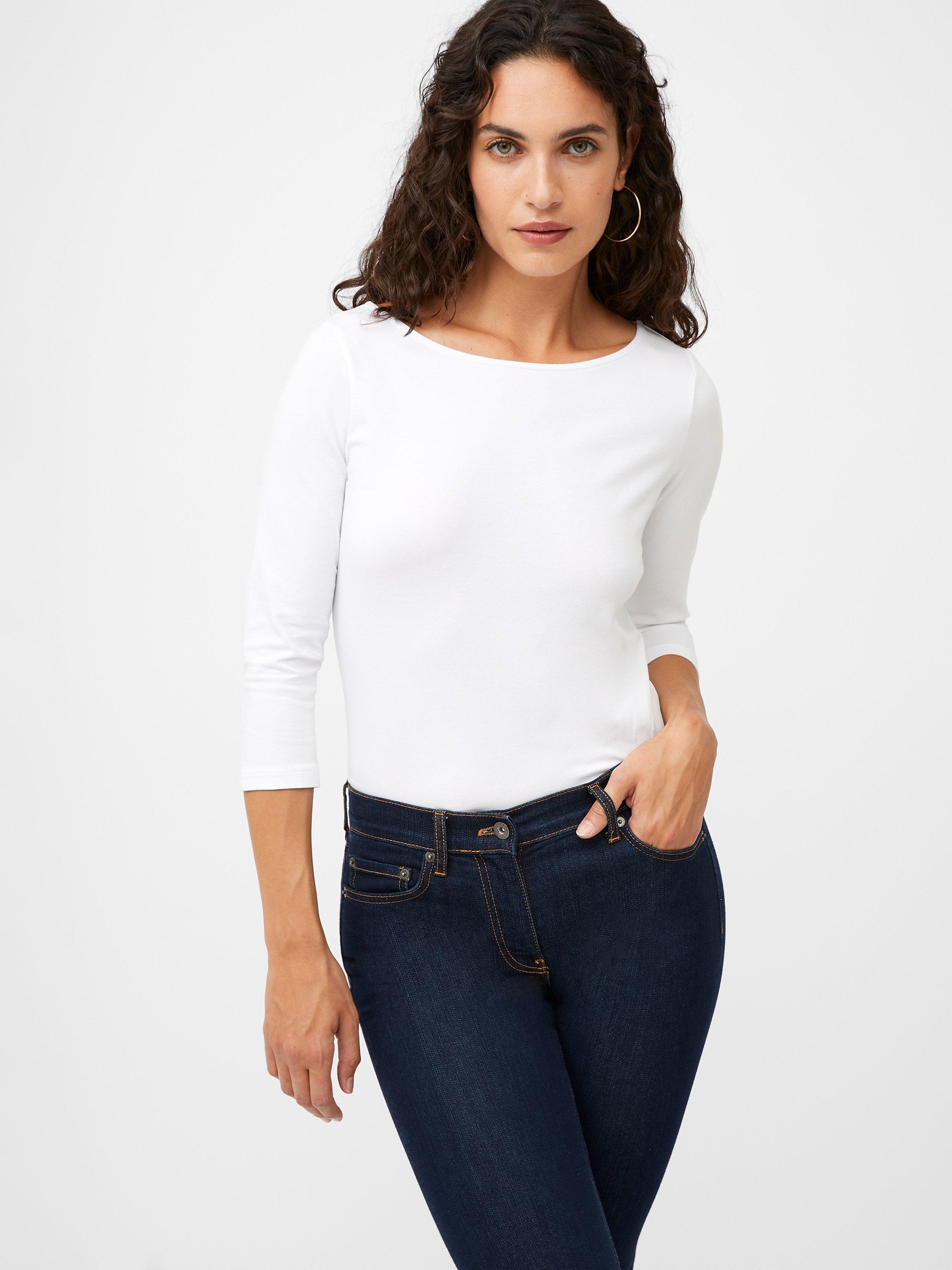 Great Plains Organic Cotton 3/4 Sleeve Top, White, 8
