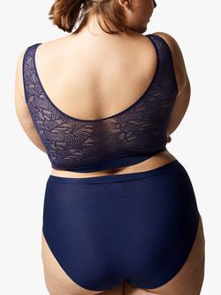 Chantelle Soft Stretch V-Neck Lace Padded Cropped Bra - view 2, Sapphire