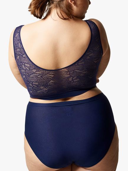 Chantelle Soft Stretch V-Neck Lace Padded Cropped Bra - view 2, Sapphire