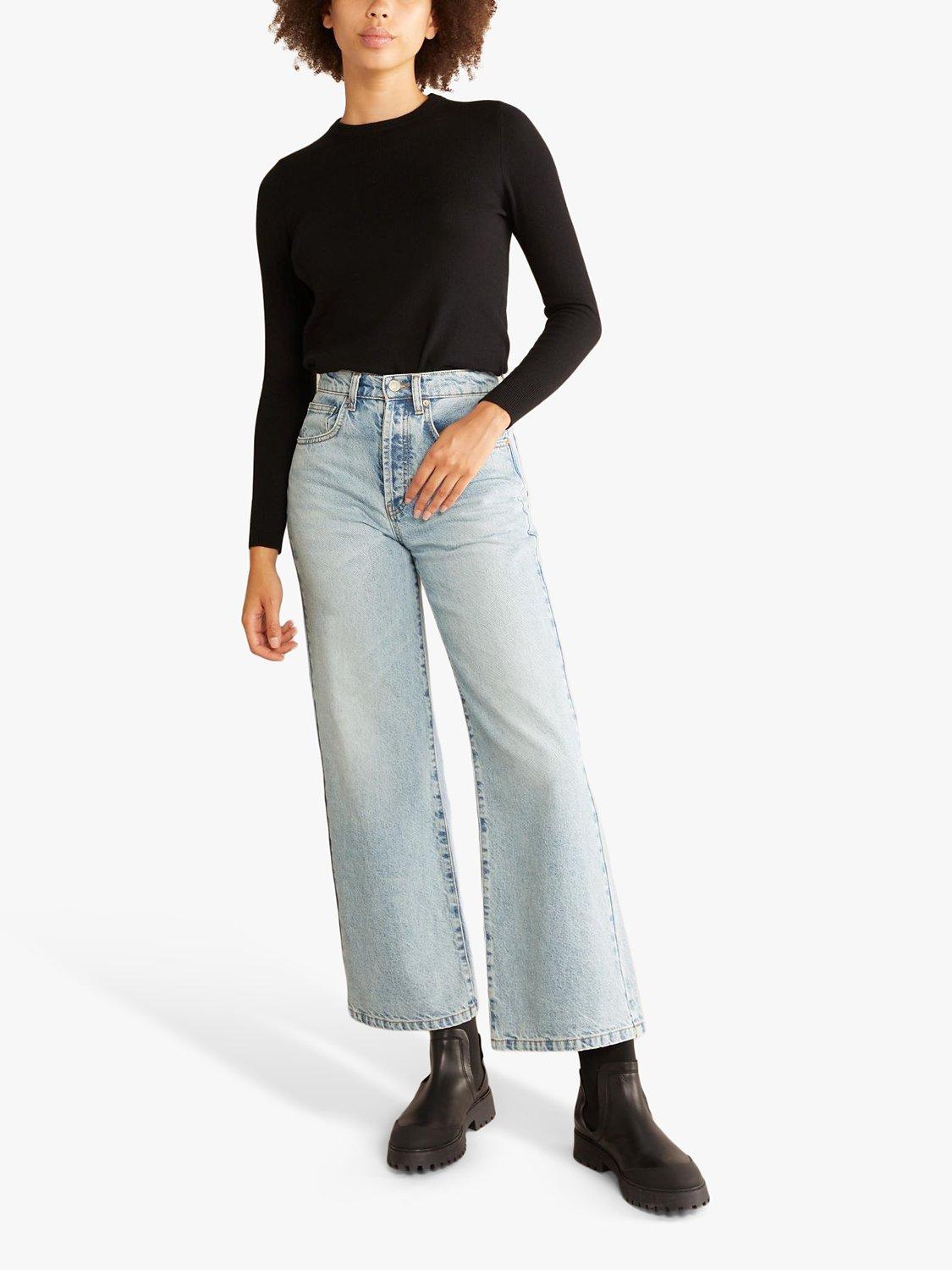 Product image 1 of 4, which shows Albaray Wide Leg Jeans, Light Blue, 8