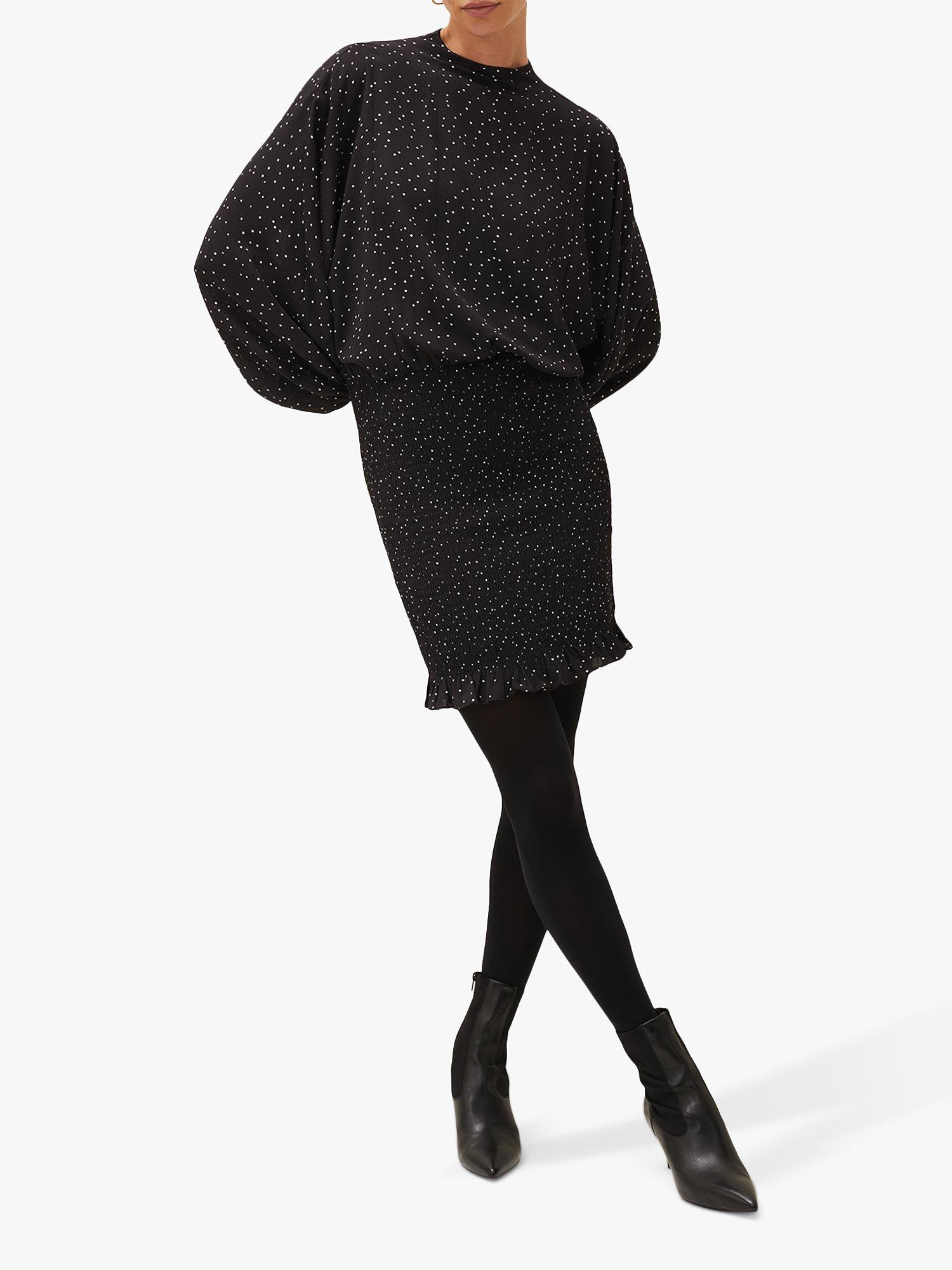 Phase Eight Becca Spot Print Dress, Black/Ivory