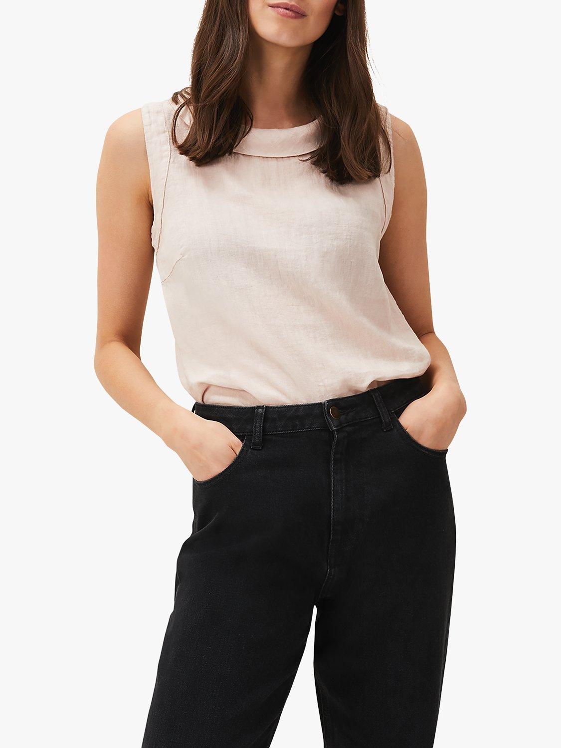 Phase Eight Sky Reverse Collar Linen Cami Top, Soft Pink