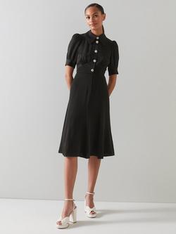 L.K.Bennett Esme Embellished Button Dress, Black