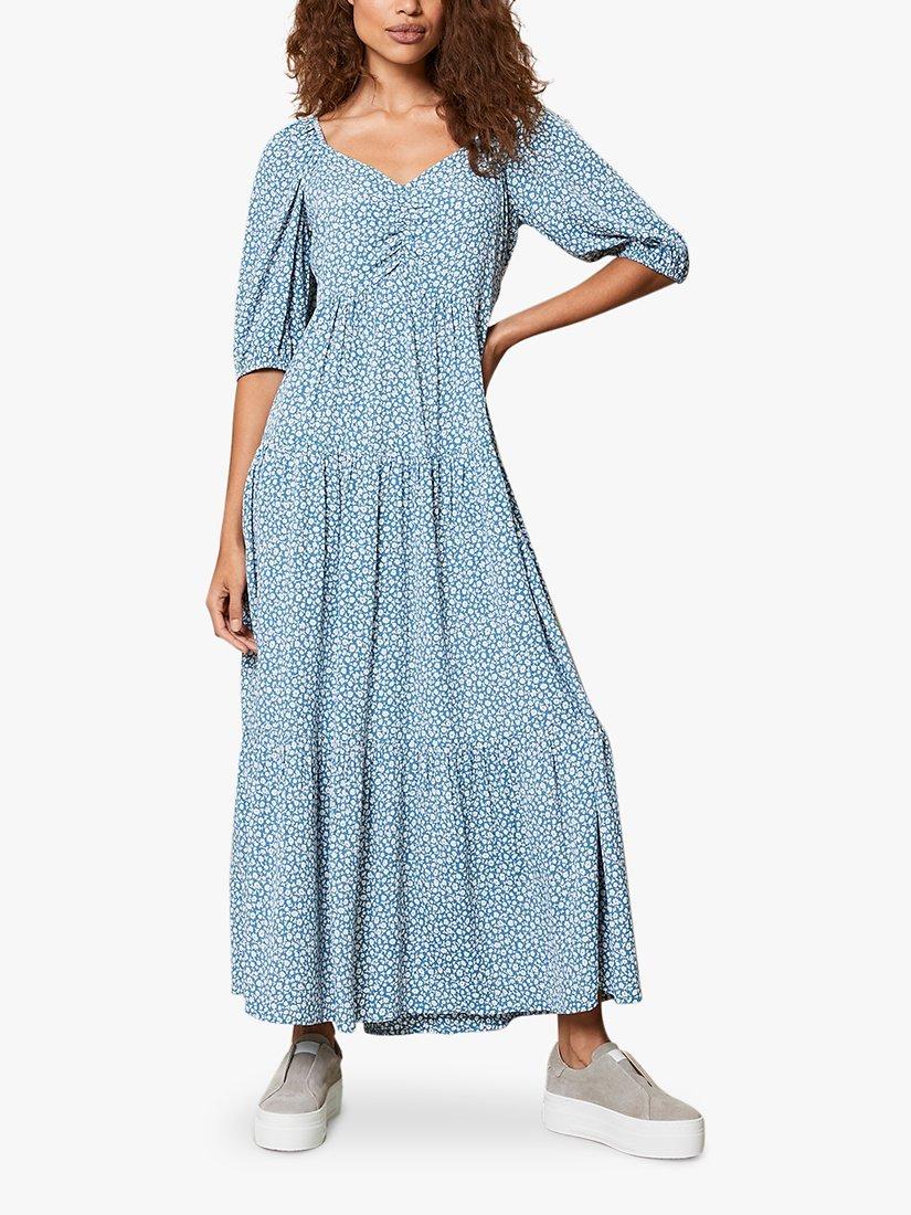Mint Velvet Floral Tiered Maxi Dress, Blue
