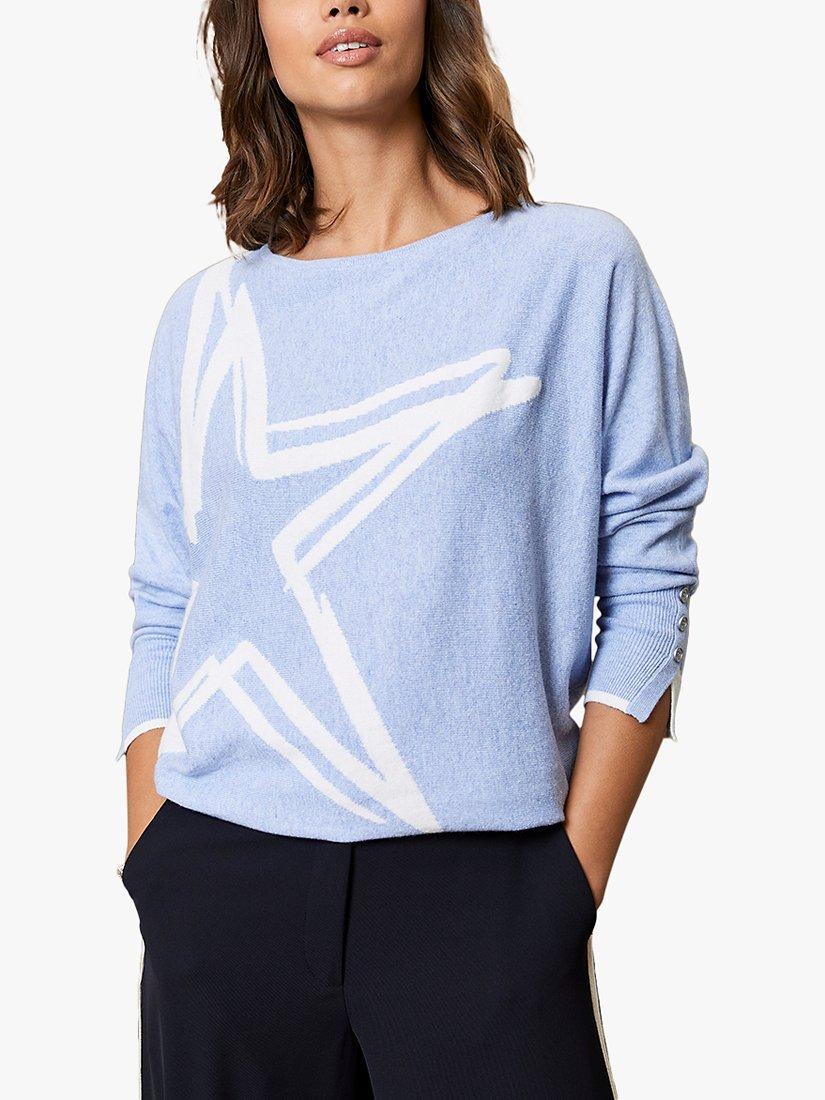 Mint Velvet Graphic Star Cashmere Blend Jumper Blue