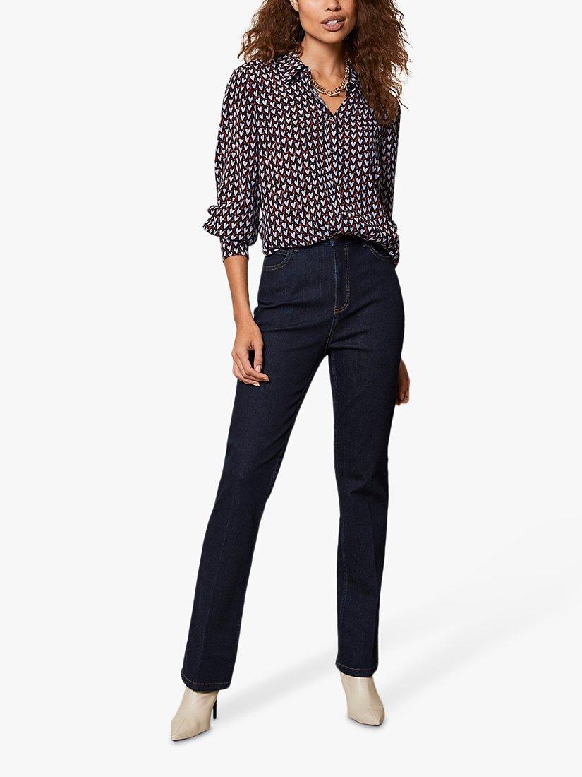 Mint Velvet Nat Heart Print Blouse, Navy