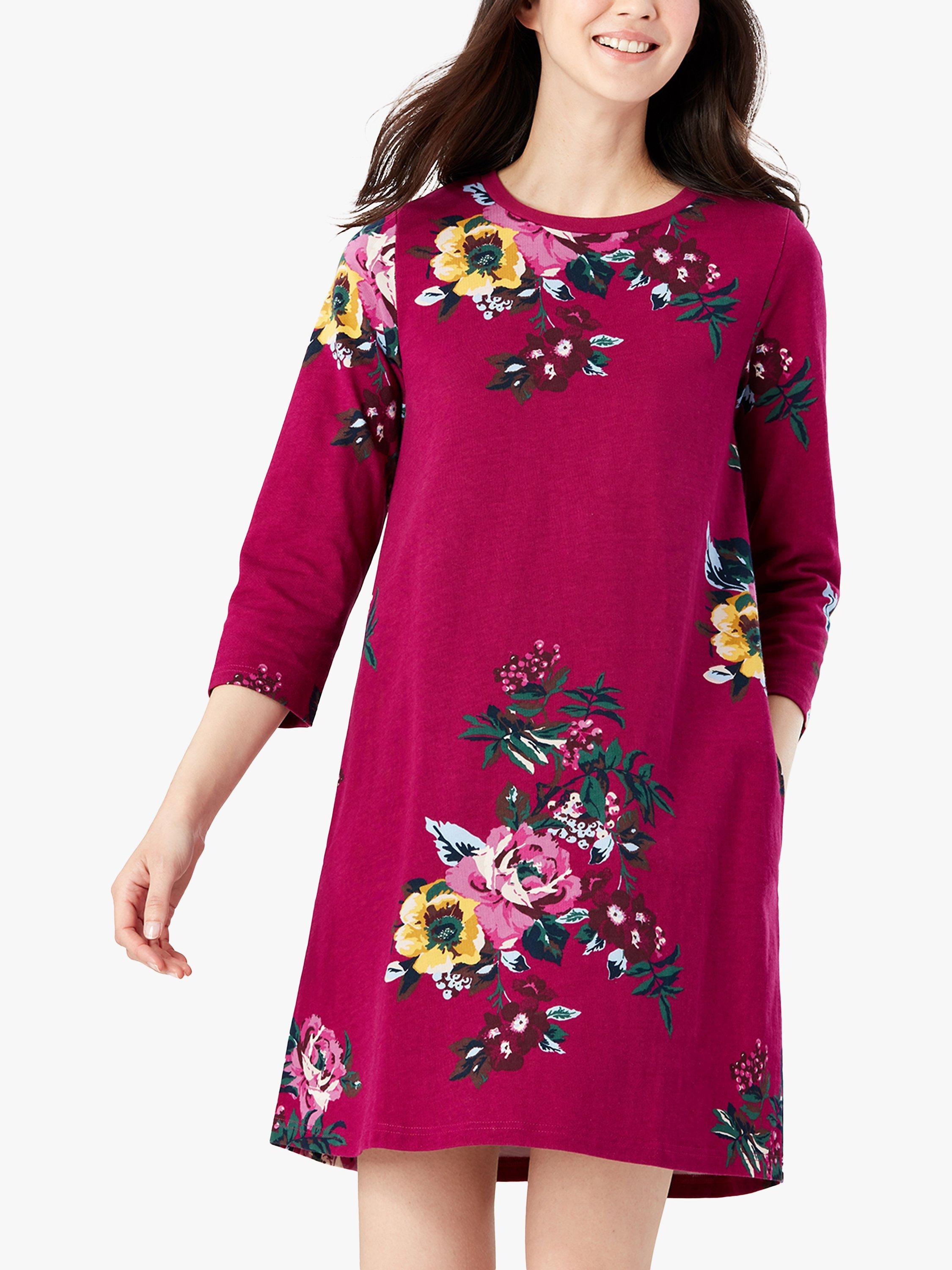 Joules Layla Floral Print Shift Dress Berry