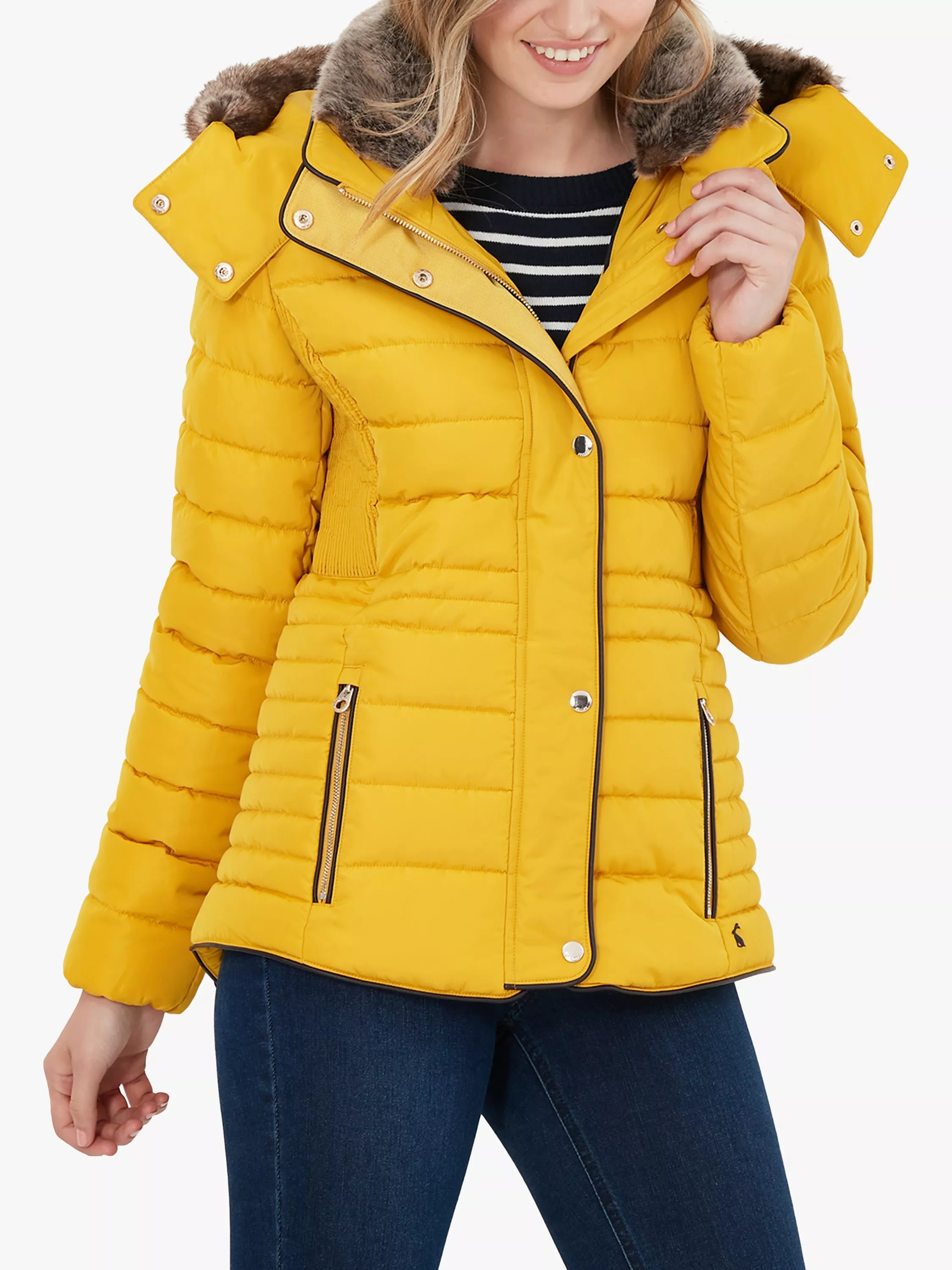 Joules Gosway Quilted Hooded Jacket Antique Gold