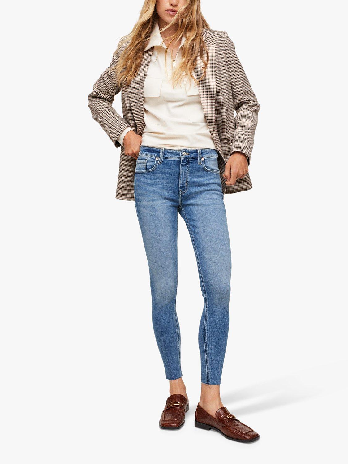 Mango Isa Crop Skinny Jeans, Blue, 8