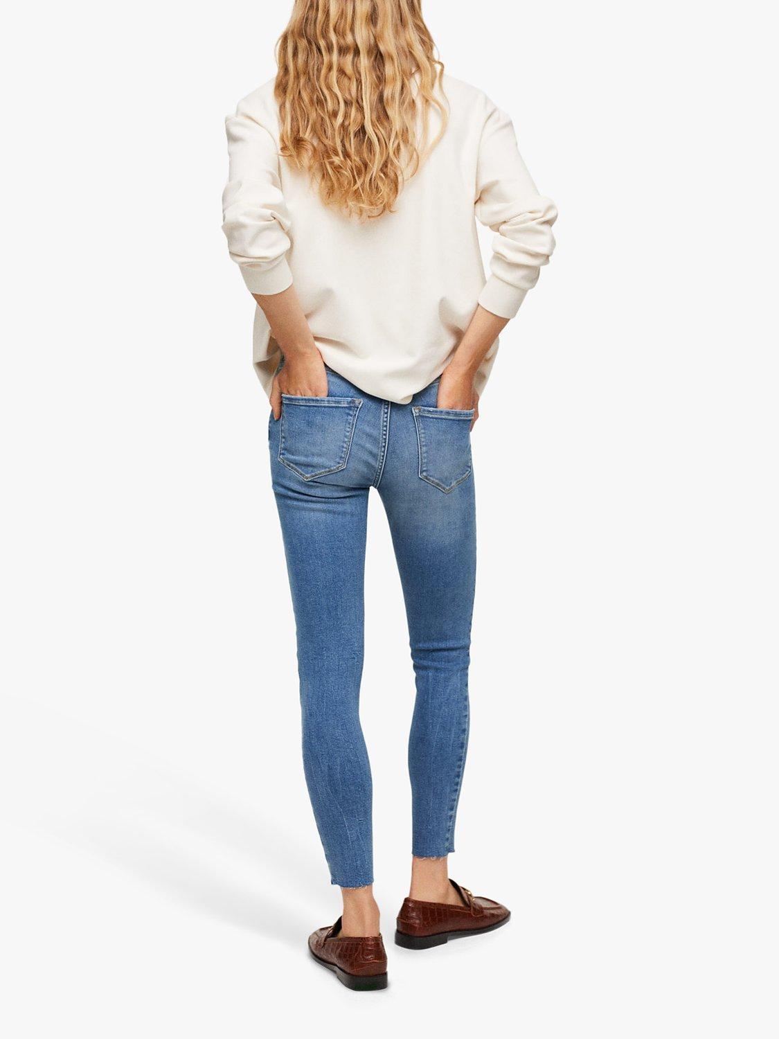 Mango Isa Crop Skinny Jeans, Blue, 8