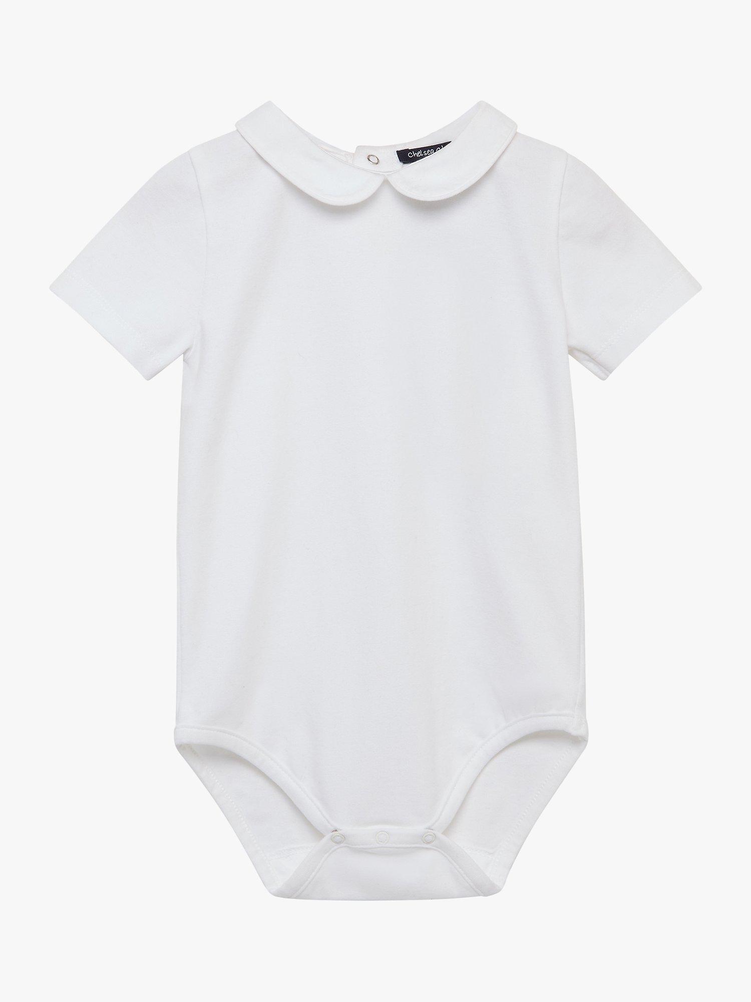 Product image 1 of 2, which shows Trotters Thomas Brown Baby Milo Short Sleeve Jersey Bodysuit, White, 18-24 months