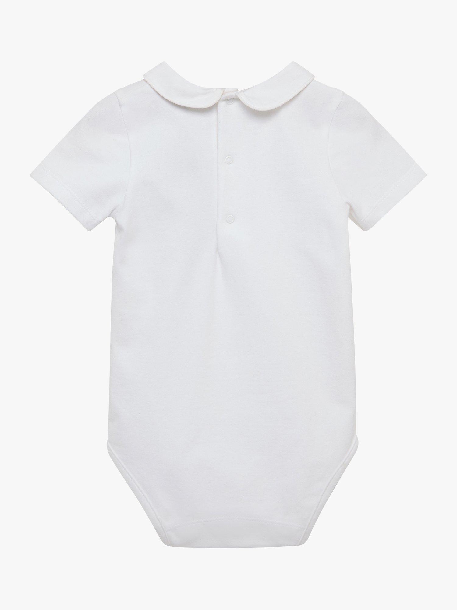 Trotters Thomas Brown Baby Milo Short Sleeve Jersey Bodysuit, White, 3-6 months