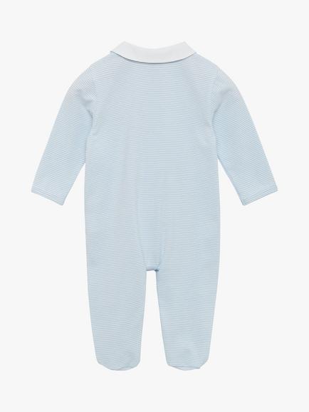 Trotters Lapinou Baby Hugo Organic Cotton Jersey Bodysuit - view 2, Pale Blue/White