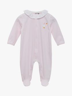 Trotters Lapinou Baby Jemma Organic Cotton Duck Appliqué Jersey Bodysuit, Pale Pink/White