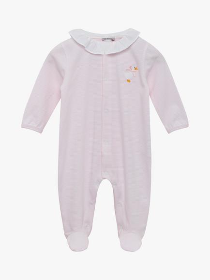 Trotters Lapinou Baby Jemma Organic Cotton Duck Appliqué Jersey Bodysuit, Pale Pink/White