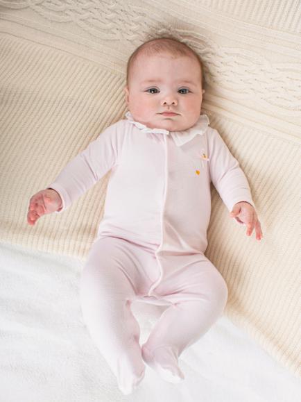 Trotters Lapinou Baby Jemma Organic Cotton Duck Appliqué Jersey Bodysuit - view 2, Pale Pink/White