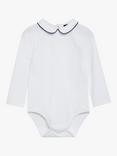 Trotters Thomas Brown Baby Milo Jersey Bodysuit, White/Navy