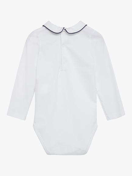 Trotters Thomas Brown Baby Milo Jersey Bodysuit - view 2, White/Navy