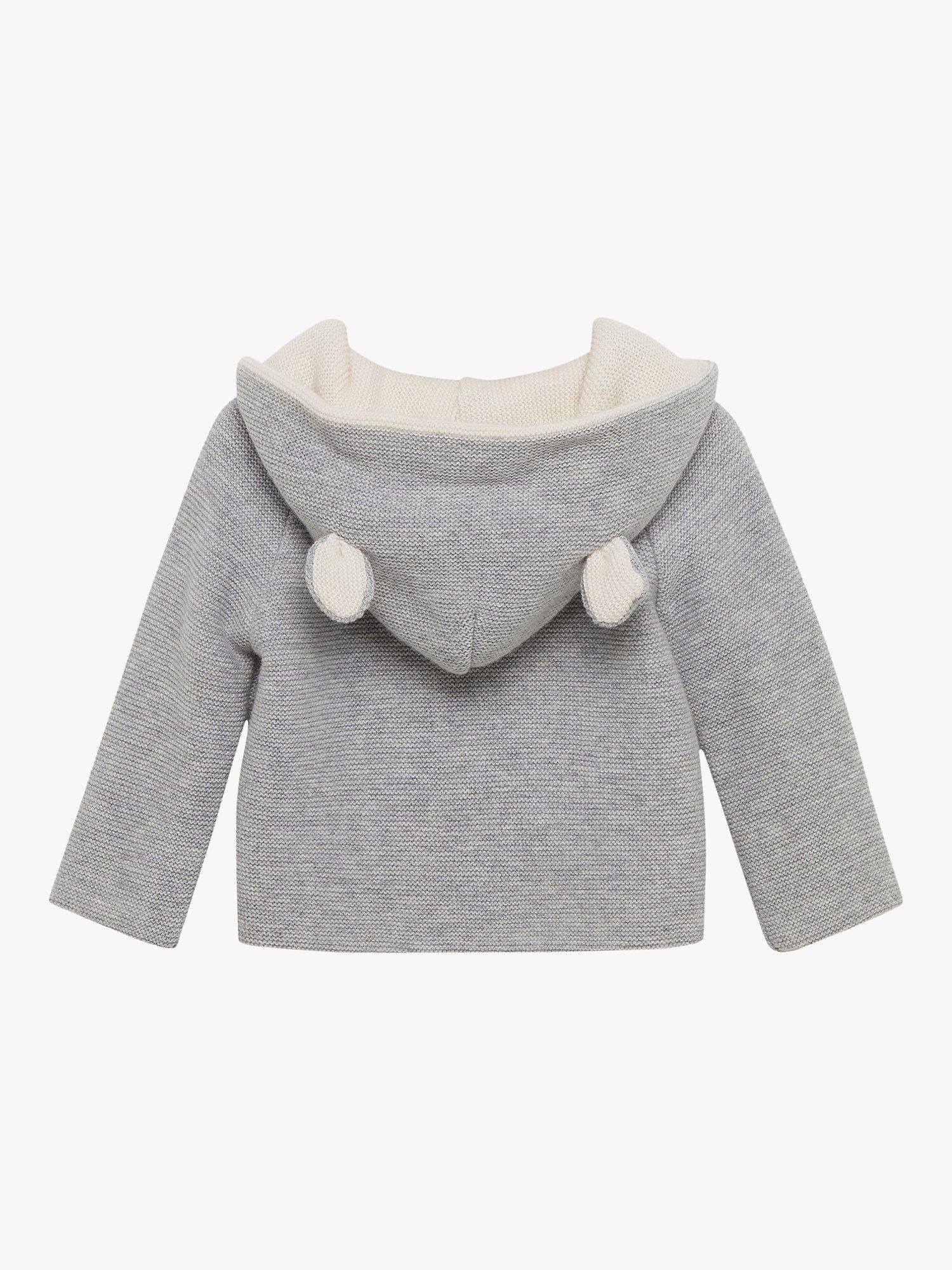 Product image 2 of 5, which shows Trotters Lapinou Baby Teddy Cashmere Blend Coat, Grey Marl, 6-9 months