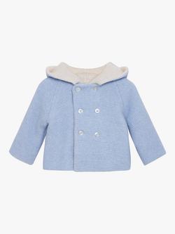 Trotters Lapinou Baby Teddy Cashmere Blend Coat, Pale Blue
