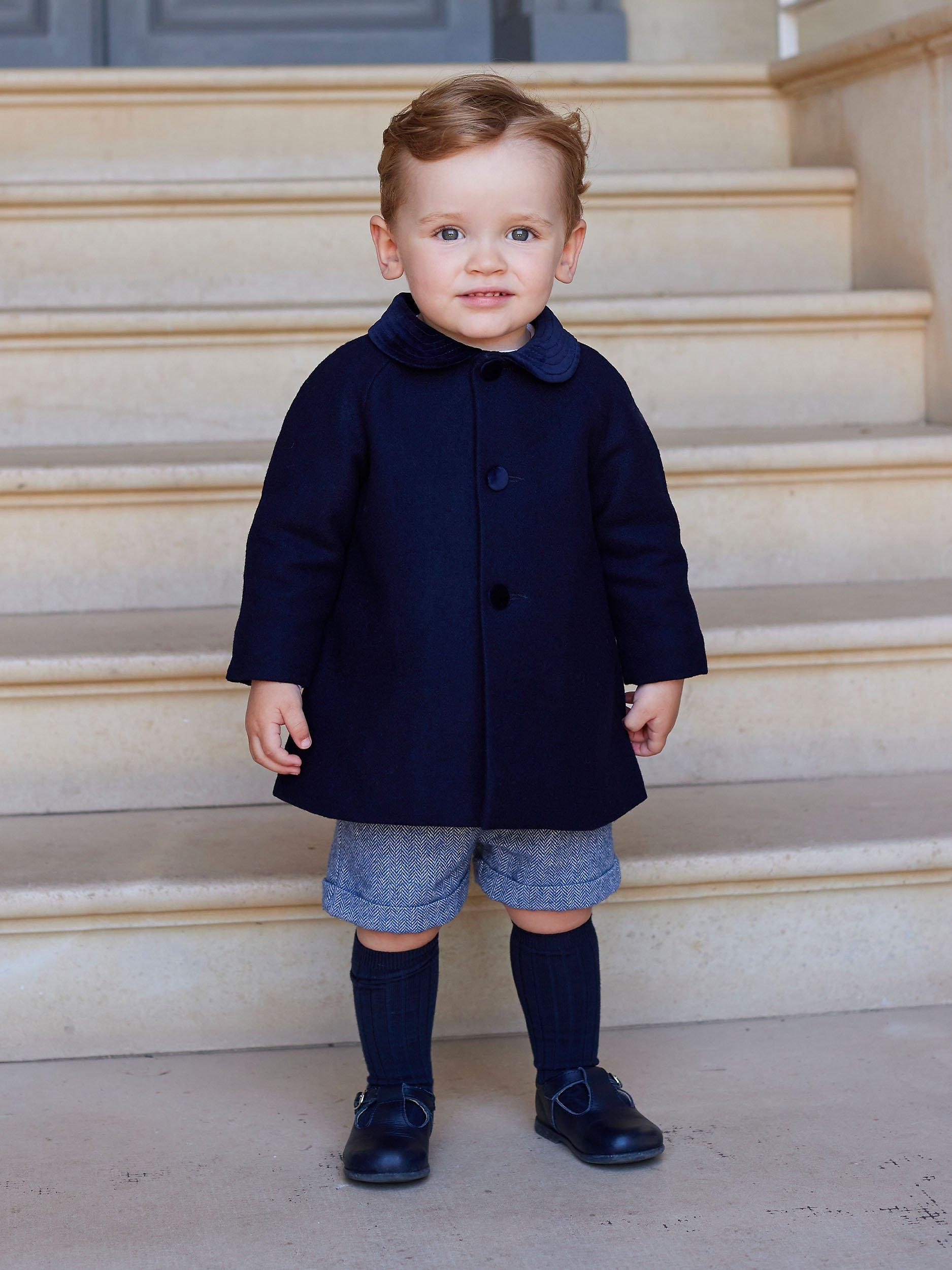Product image 4 of 4, which shows Trotters Heritage Kids' Classic Raglan Coat, Navy, 6-12 months