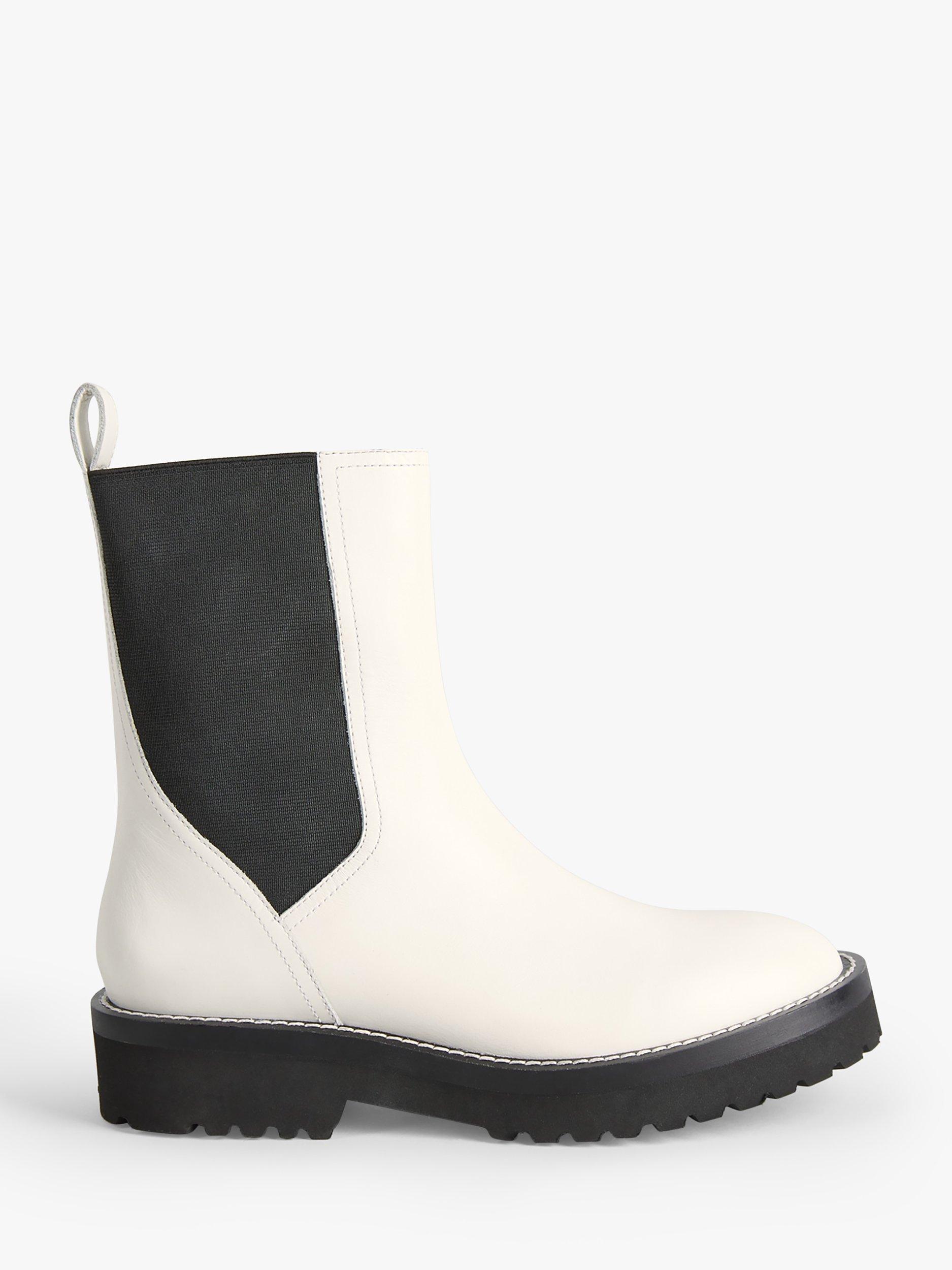 HUSH Nash Leather Chelsea Boots, Off White