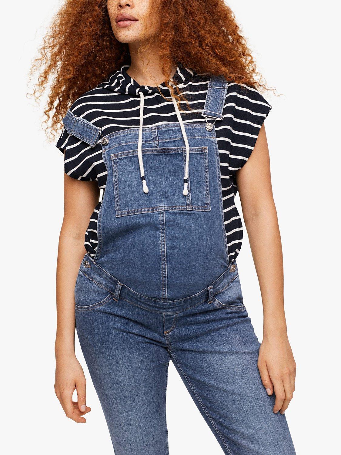 Mango Maternity Denim Dungarees, Open Blue