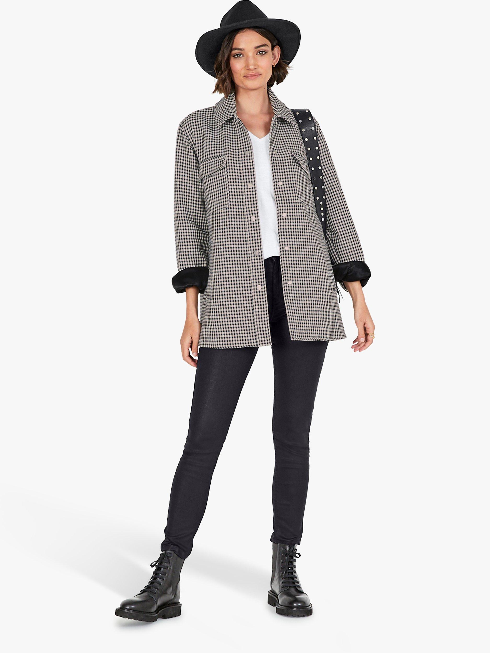 HUSH Irena Check Jacket, Black