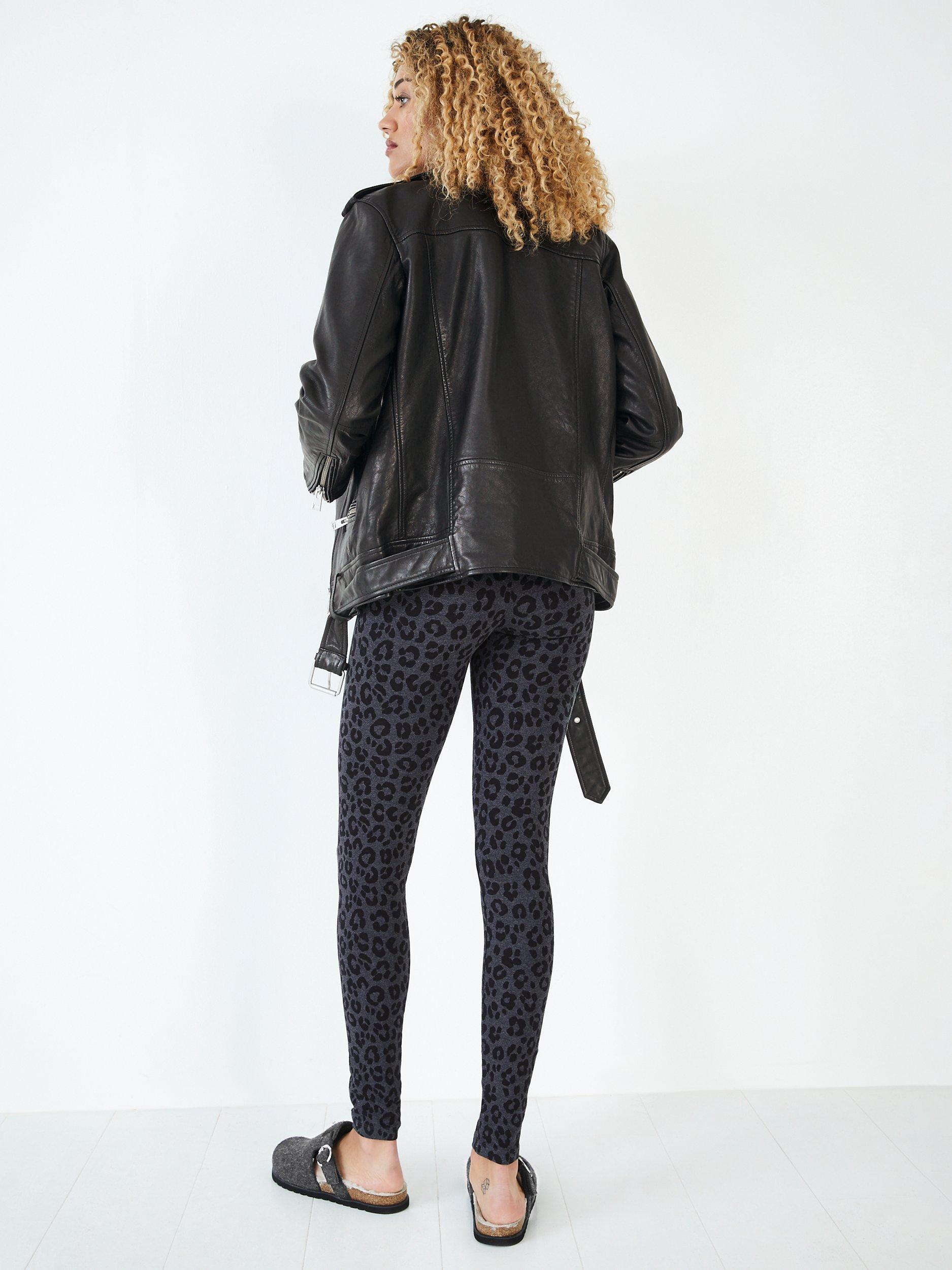 Product image 2 of 7, which shows HUSH Oversized Leather Biker Jacket, Black, 6