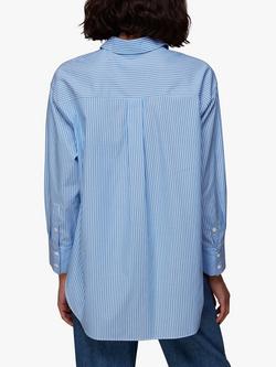 Whistles Oversized Stripe Cotton Shirt - view 2, Blue