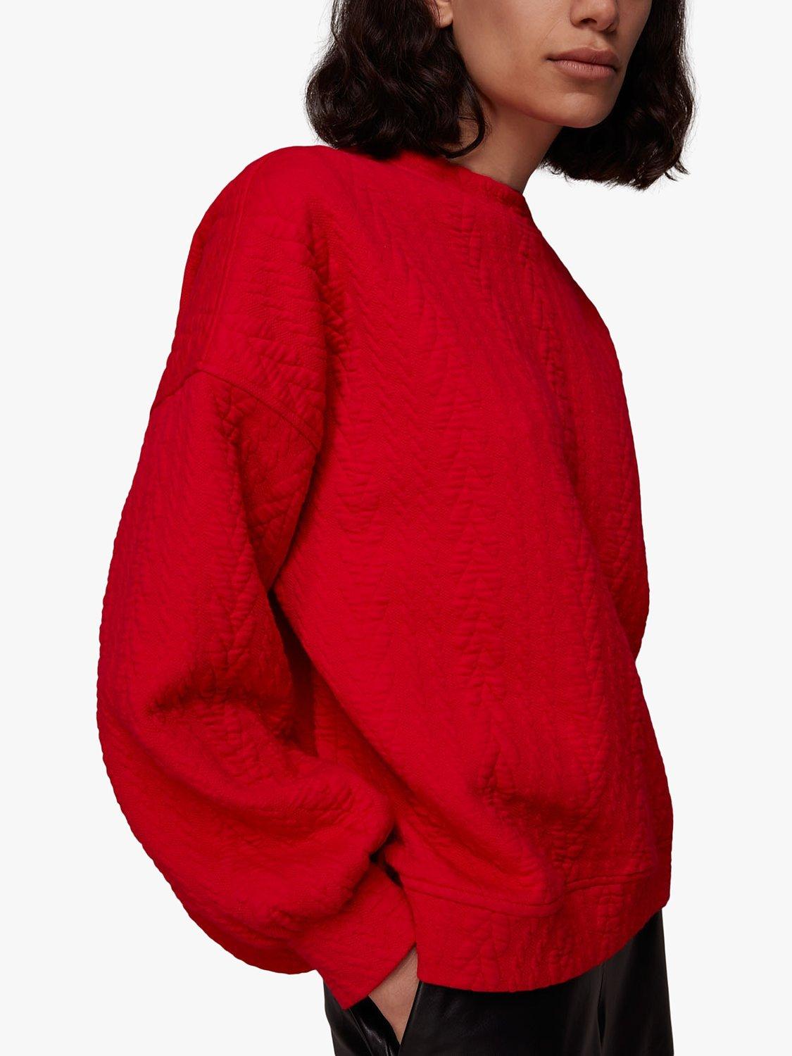 Whistles Cable Embossed Sweatshirt, Red
