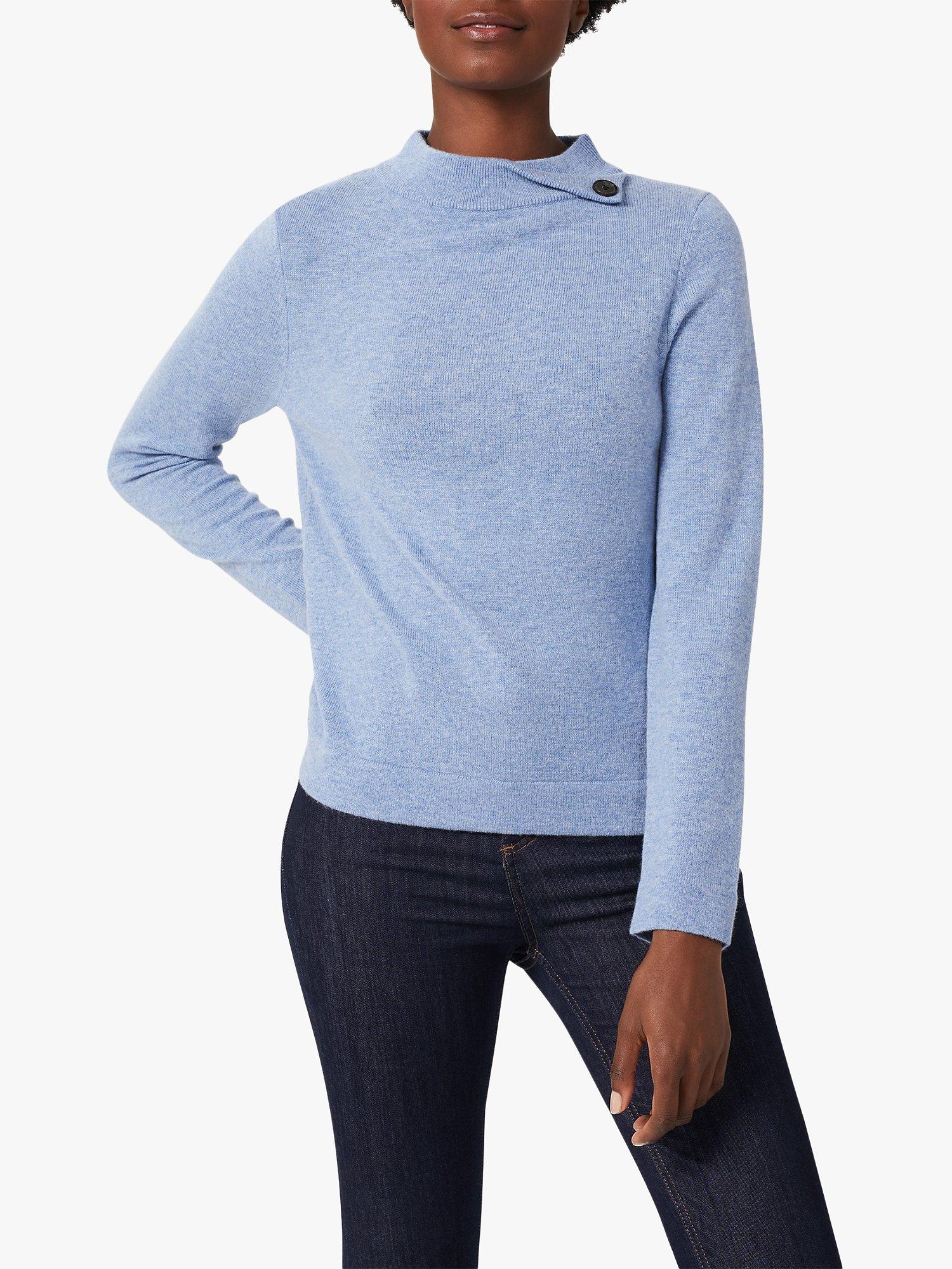Hobbs Talia Merino Cashmere Blend Knit Jumper, Blue Marl