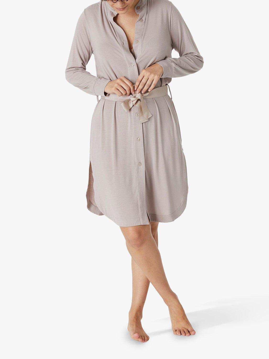 Product image 1 of 4, which shows Maison Lejaby Cosiness Loungewear Boyfriend Shirt, Argent Fume, S