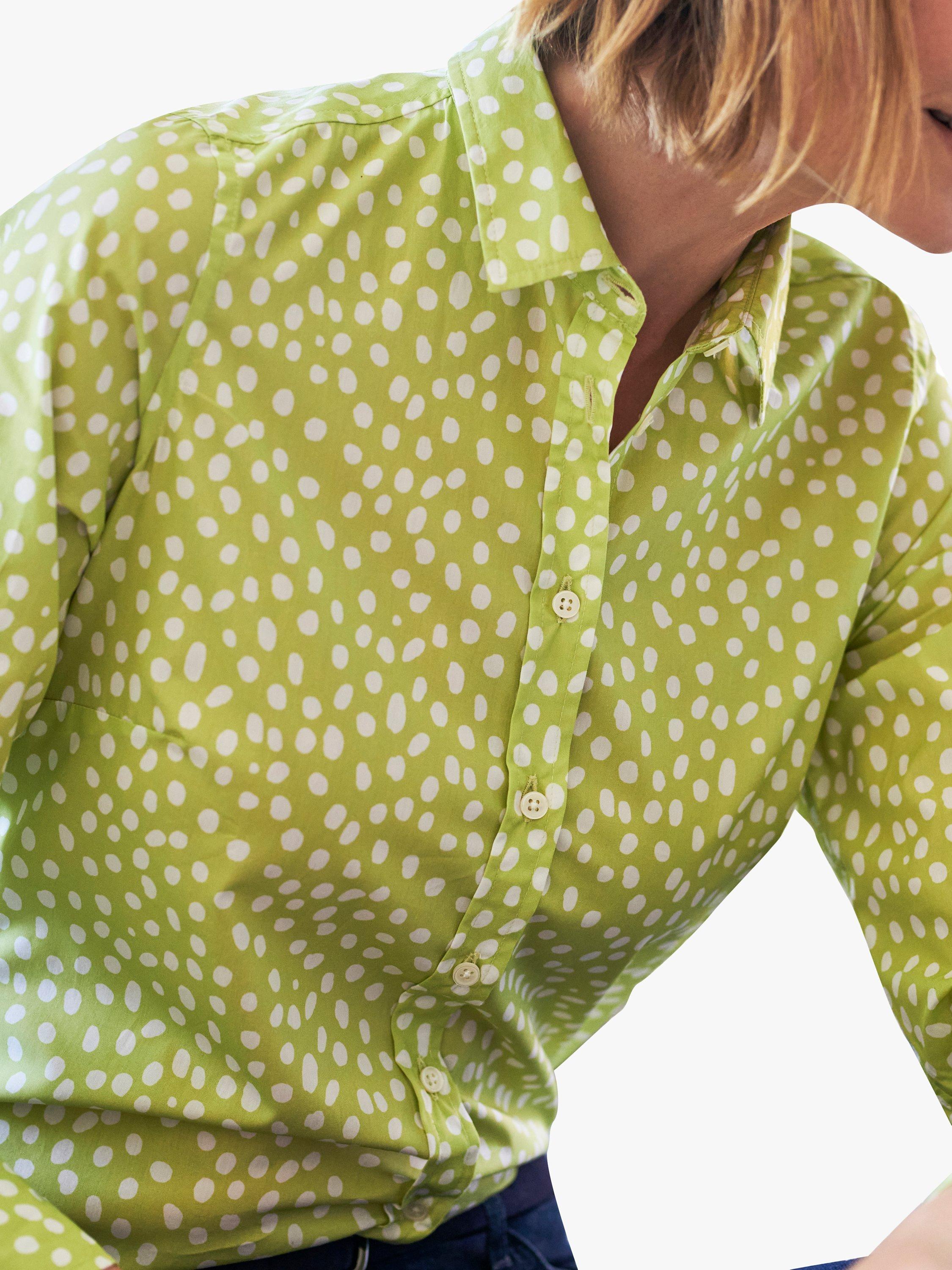 Product image 2 of 2, which shows Pure Collection Spot Print Cotton Shirt, Chartreuse, 8