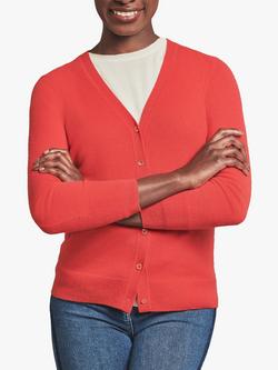 Pure Collection V-Neck Cashmere Cardigan, Tomato