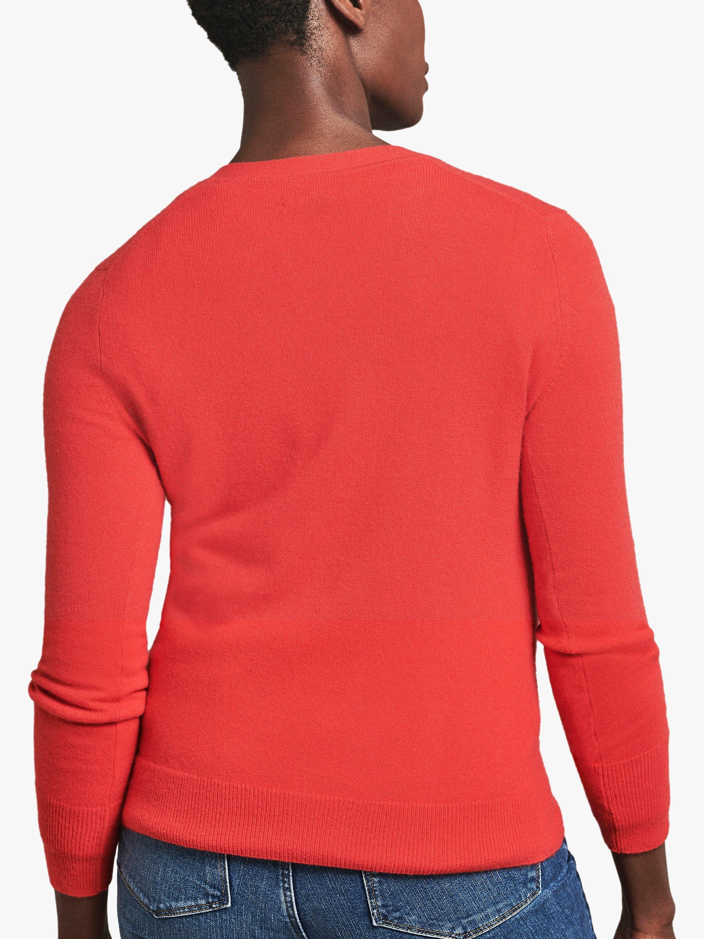 Product image 2 of 3, which shows Pure Collection V-Neck Cashmere Cardigan, Tomato, 8
