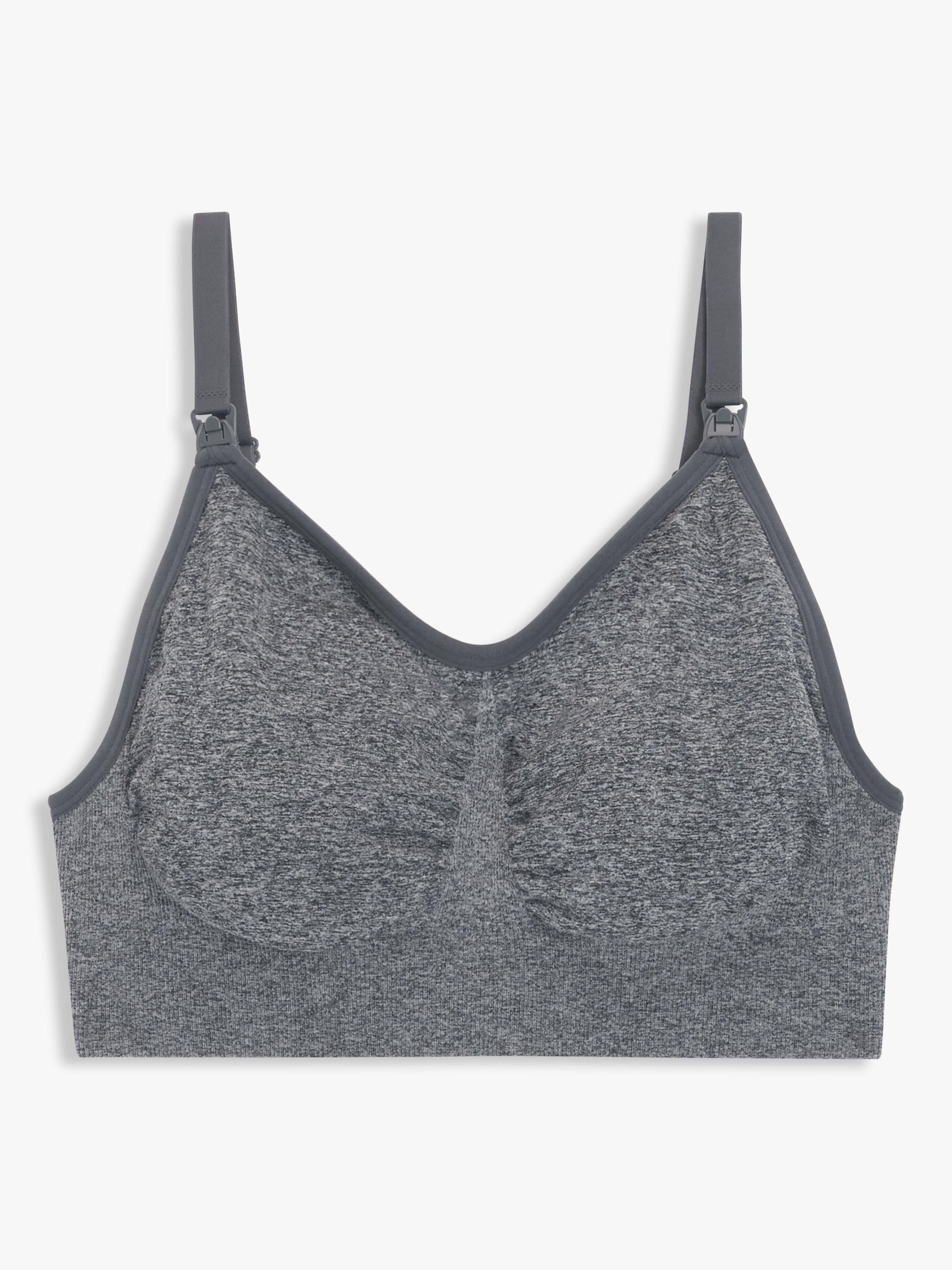 Product image 3 of 6, which shows John Lewis Maria Seam Free Maternity Bra, Pack of 2, Grey Marl/Navy, S