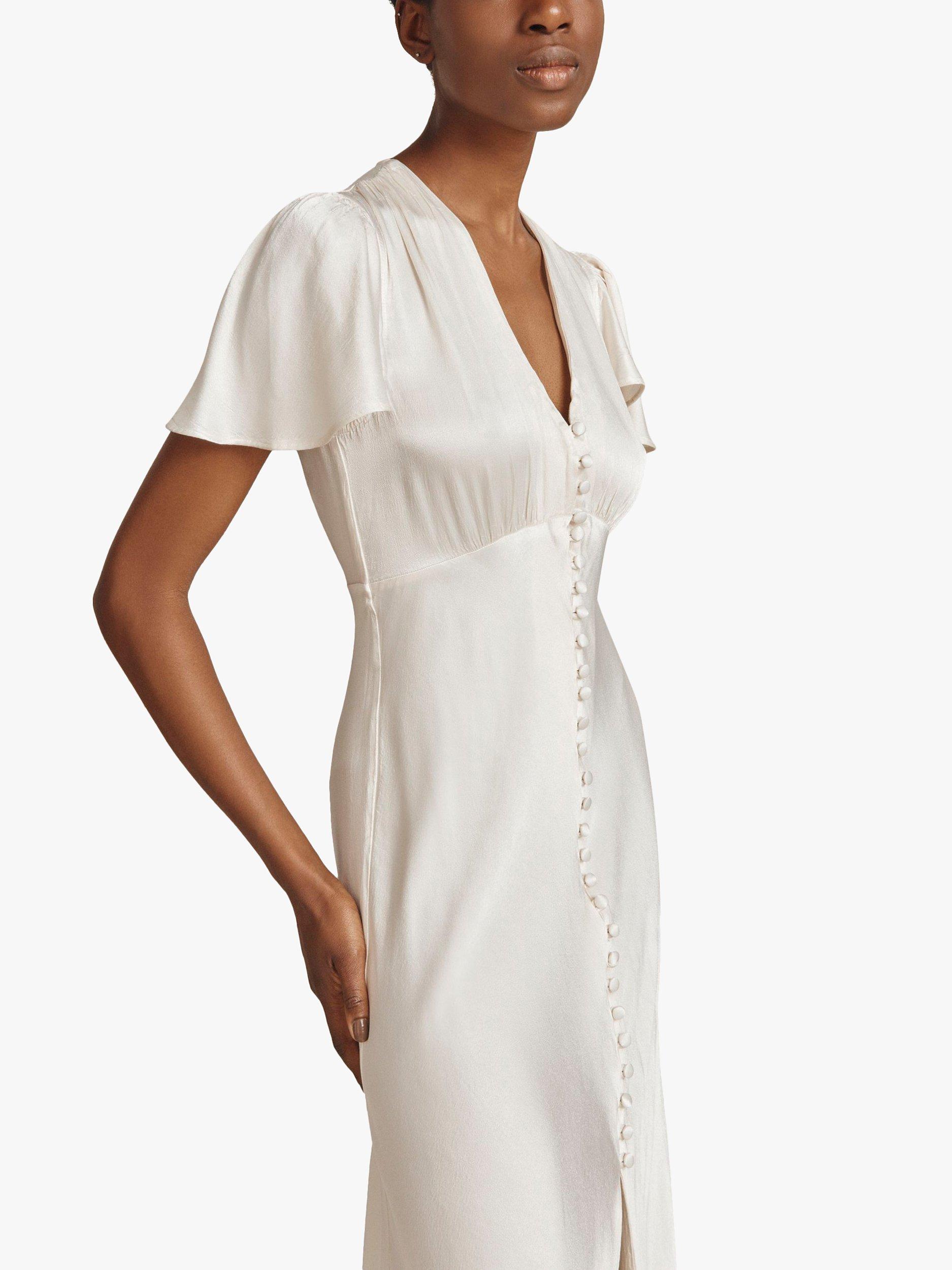 Product image 3 of 5, which shows Ghost Delphine Satin Maxi Dress, Ivory, L