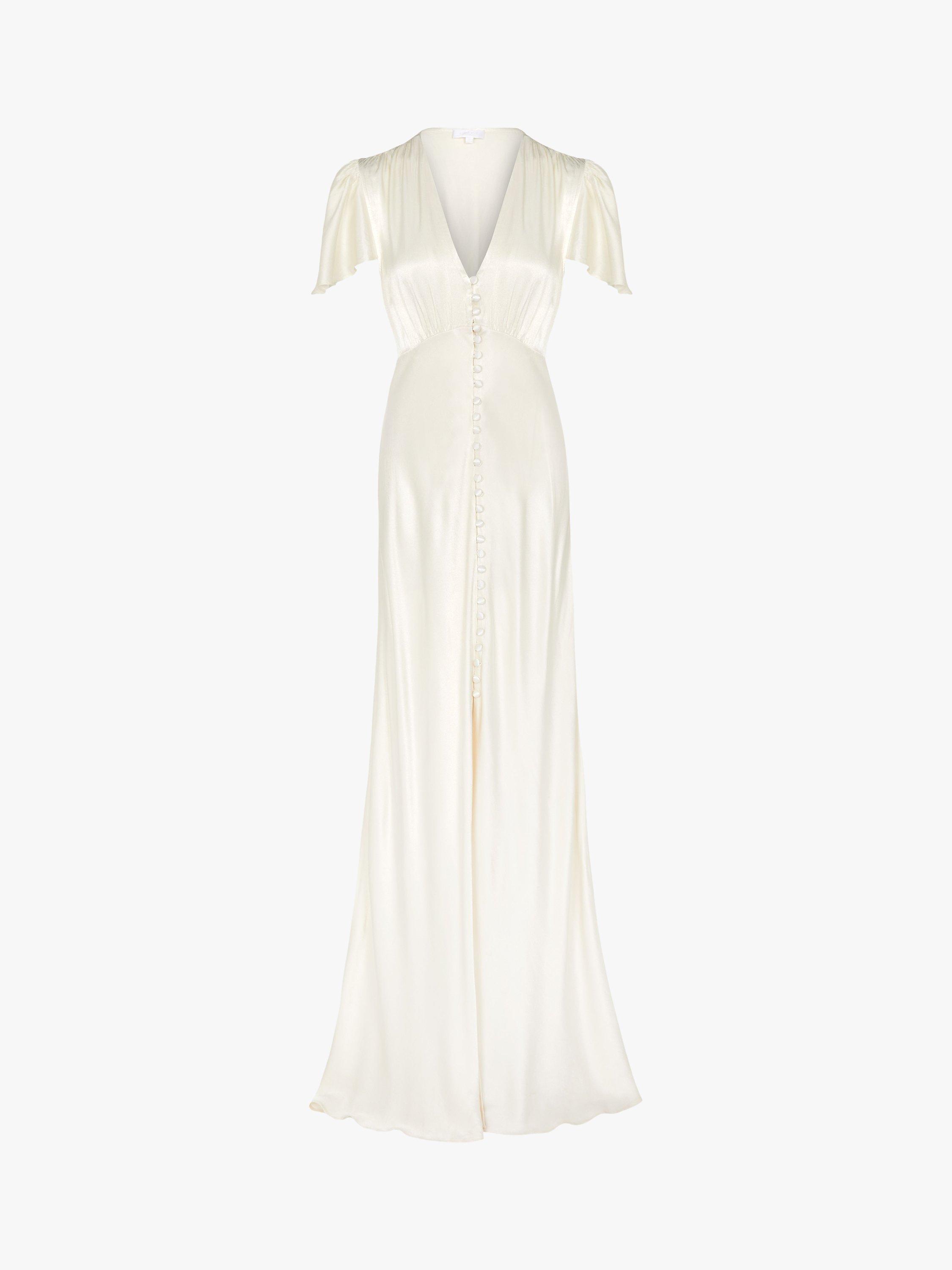 Product image 4 of 5, which shows Ghost Delphine Satin Maxi Dress, Ivory, L