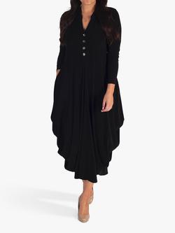 chesca Placket Midi Jersey Dress, Black
