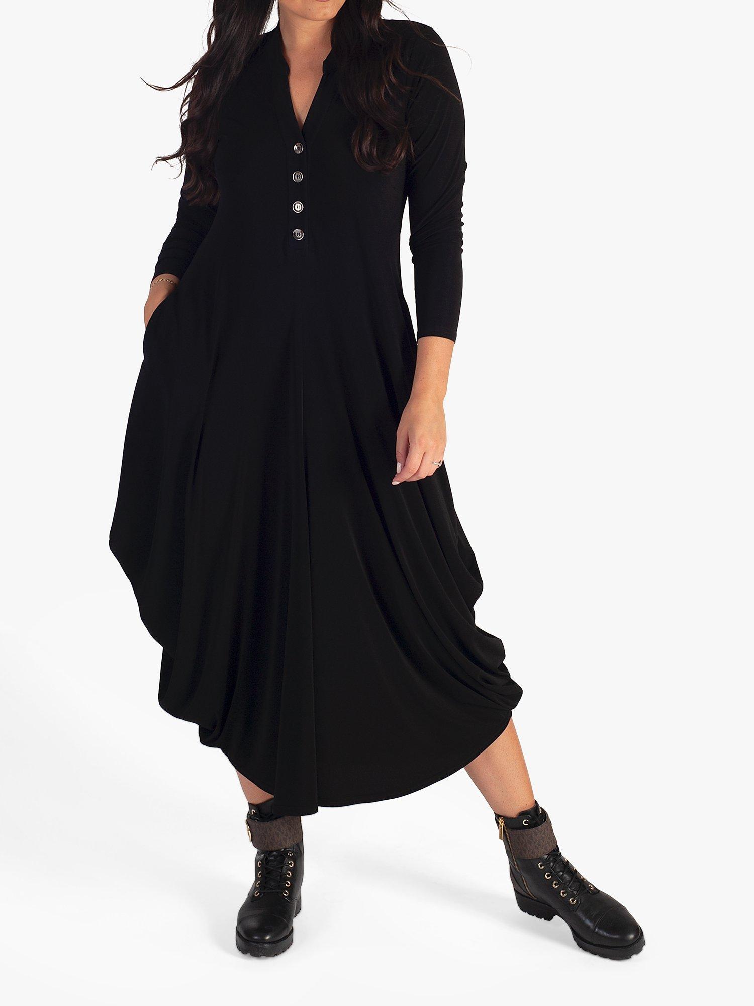 Product image 4 of 5, which shows chesca Placket Midi Jersey Dress, Black, 12-14