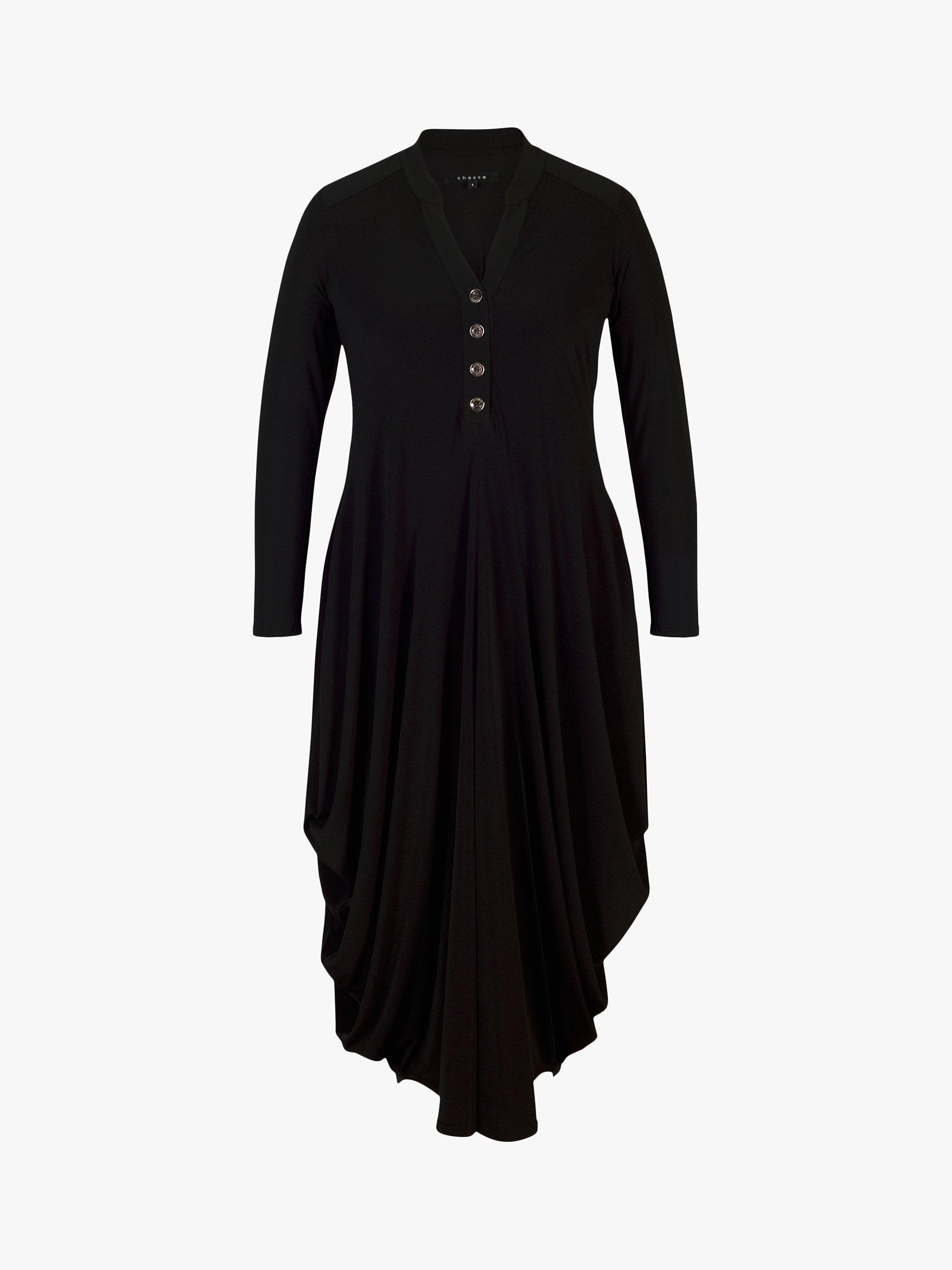 Product image 5 of 5, which shows chesca Placket Midi Jersey Dress, Black, 12-14