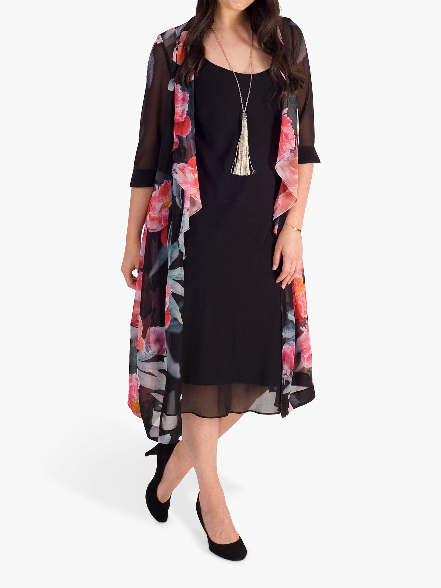 Product image 3 of 4, which shows chesca Chiffon Midi Dress, Black, 12