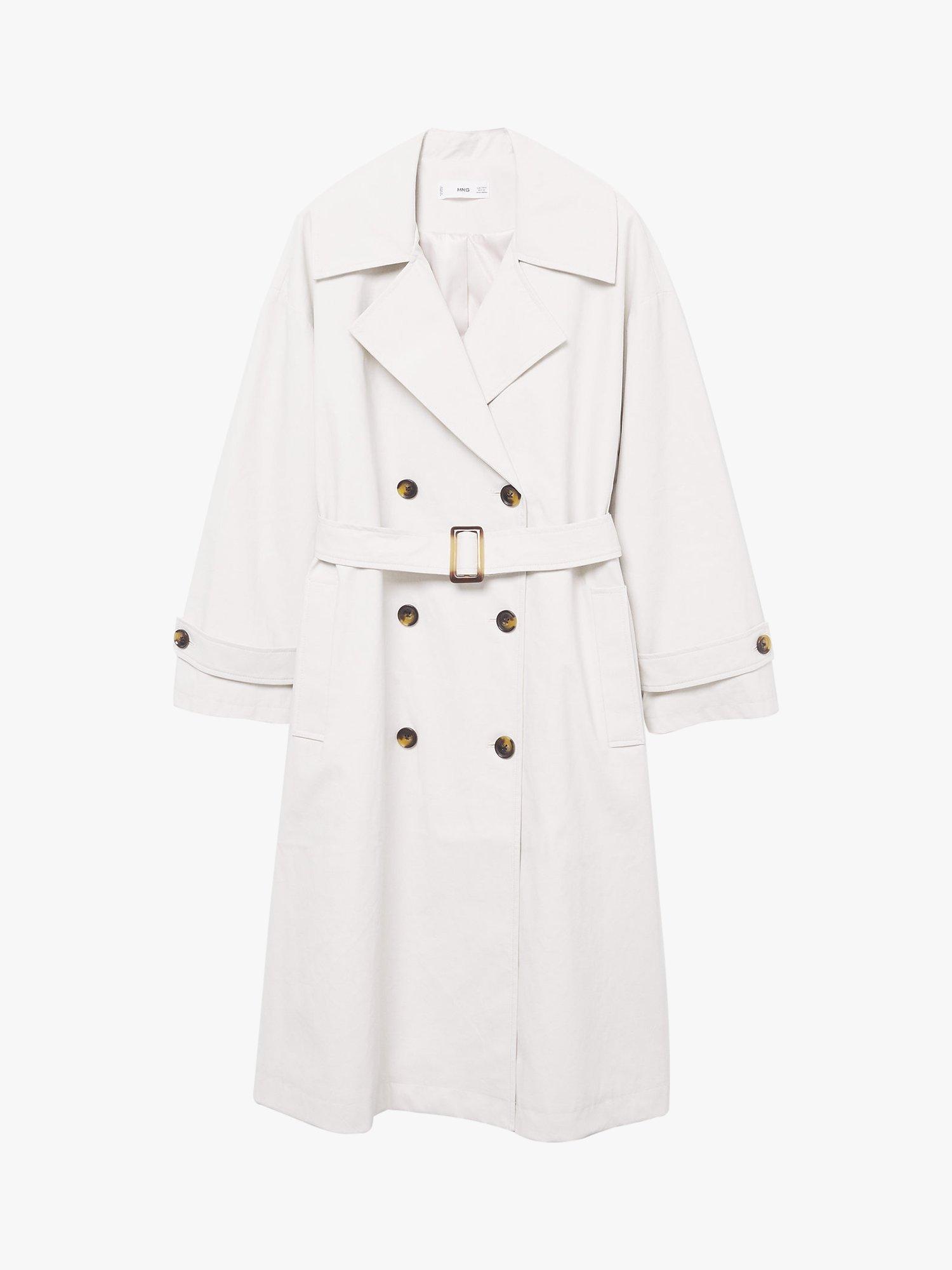 Mango Martha Linen Blend Trench Coat Natural White