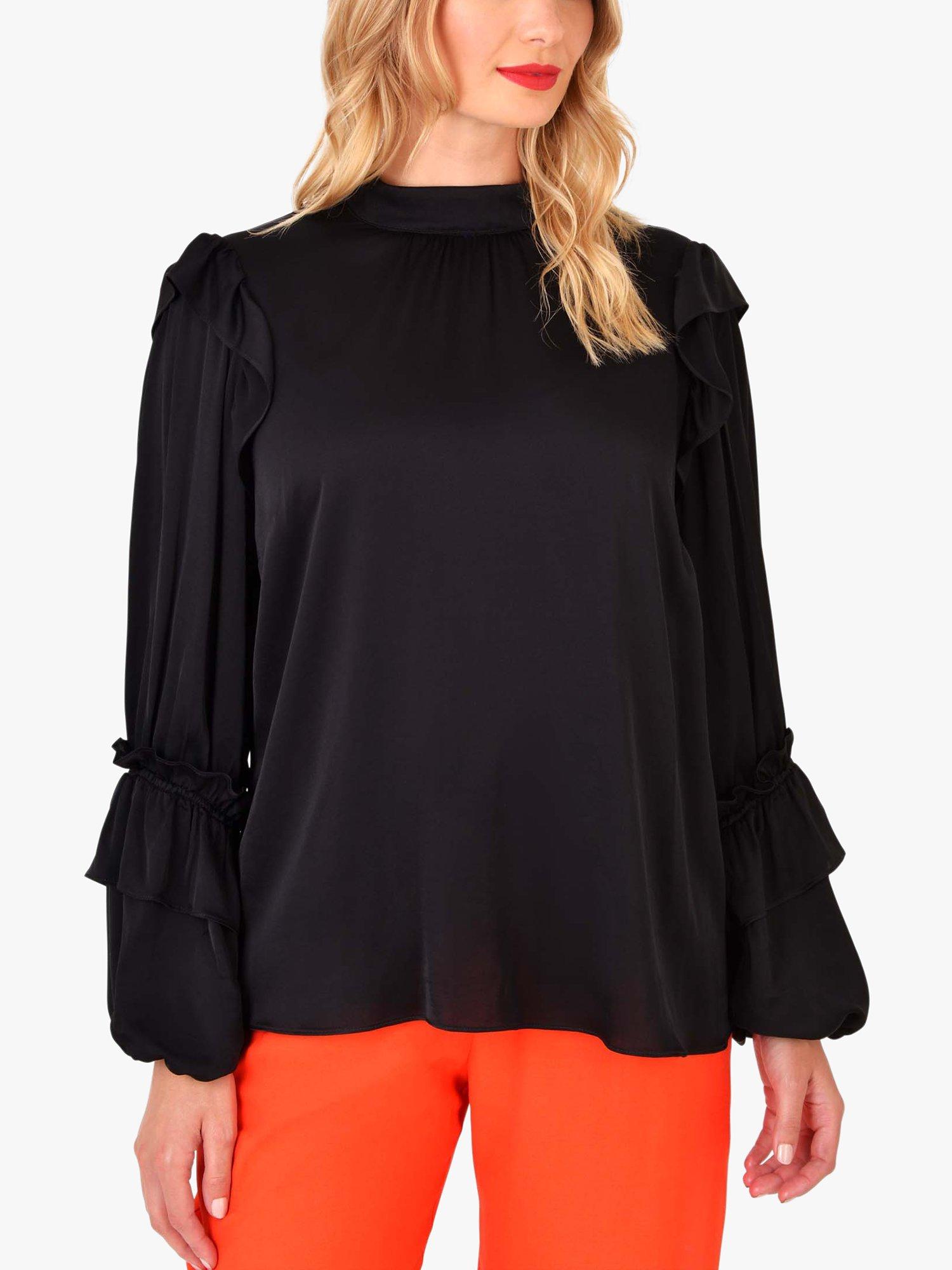 Ro&Zo Ruffle Sleeve Top, Black